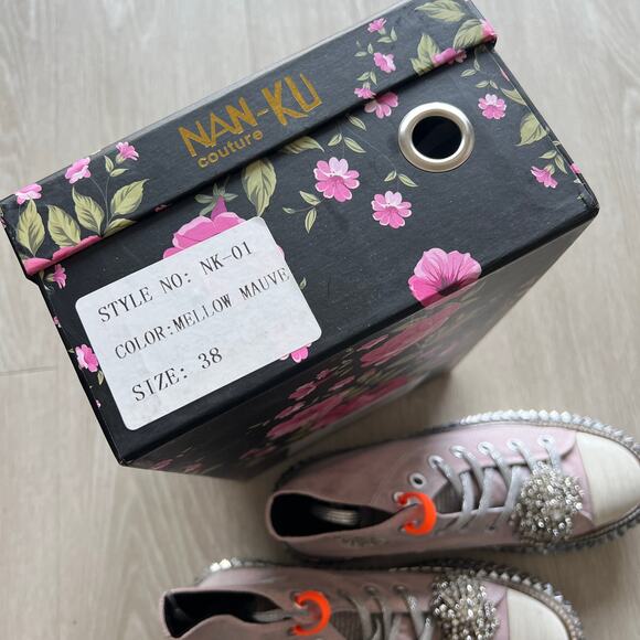 Nan-ku x Free People Cruise Studded Hi-Top Sneakers 38 US 8 Mellow Mauve NEW - Picture 2 of 14